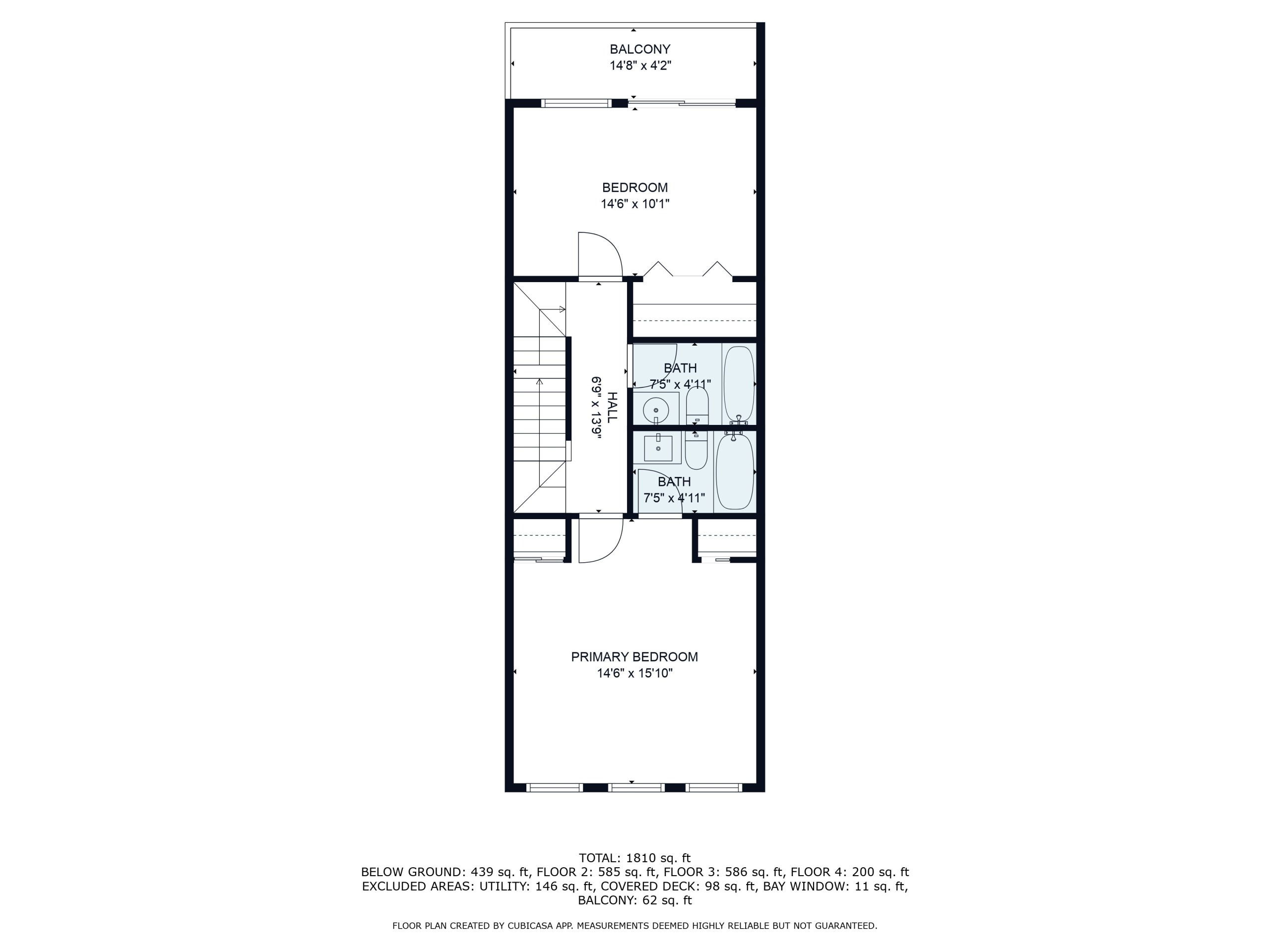 Floor plan: third floor of 27 Breakwater Drive townhouse with primary bedroom