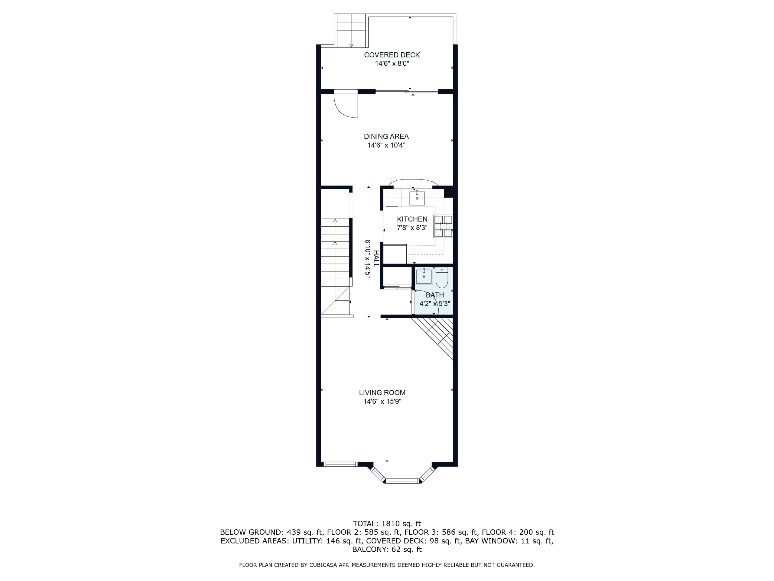 Floor plan: second floor of 27 Breakwater Drive townhouse with living room and kitchen