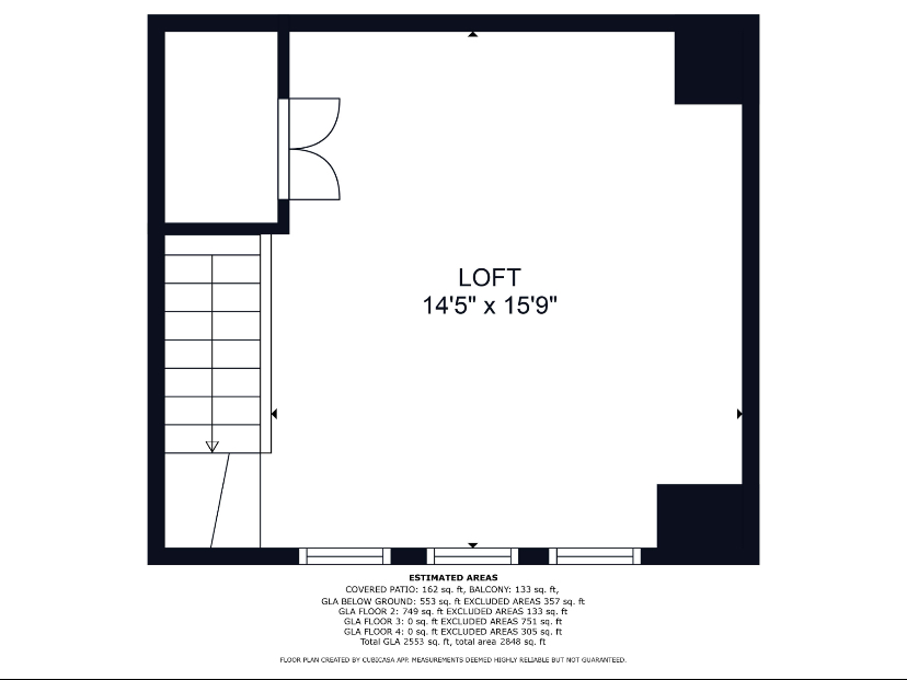 Floor plan: fourth floor loft of 28 Breakwater Drive townhouse Chelsea MA
