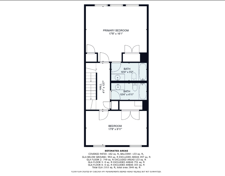 Floor plan: third floor of 28 Breakwater Drive townhouse with primary bedroom