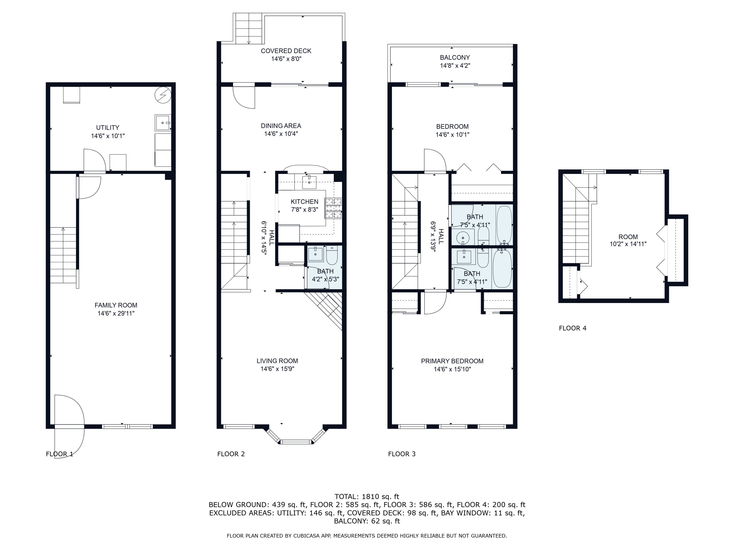 Floor plan: all four levels of 27 Breakwater Drive townhouse on Admiral's Hill Chelsea